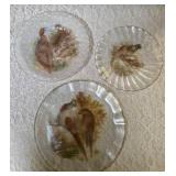 Three pheasant plates "Handmade from Window Glass" by Ruby May of Bertha MN.