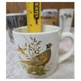 Seven misc. pheasant glassware/mugs.   Glasses are made of milk glass.  The rest are ceramic.