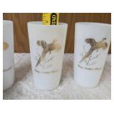 Seven misc. pheasant glassware/mugs.   Glasses are made of milk glass.  The rest are ceramic.