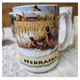 Seven misc. pheasant glassware/mugs.   Glasses are made of milk glass.  The rest are ceramic.
