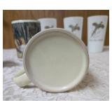 Seven misc. pheasant glassware/mugs.   Glasses are made of milk glass.  The rest are ceramic.