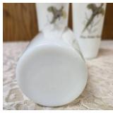 Seven misc. pheasant glassware/mugs.   Glasses are made of milk glass.  The rest are ceramic.
