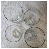 Four Vintage Coco-Cola glasses and Coca-Cola Tiffany-style stained glass Pitcher.