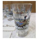 Nine Budweiser Vintage "Wildlife Series"  Pheasant Glasses.  Six have Gold Rims and three are the Red logo.