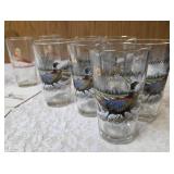 Nine Budweiser Vintage "Wildlife Series"  Pheasant Glasses.  Six have Gold Rims and three are the Red logo.