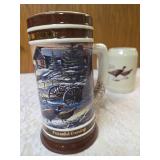 Terry Redland Collection:  2007 Miller Brewing  "Peaceful Evening" Collector Beer Stein 7" Tall.   Pheasant Coasters and  Tankard 5" Tall - "Peaceful Evening".