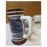 Terry Redland Collection:  2007 Miller Brewing  "Peaceful Evening" Collector Beer Stein 7" Tall.   Pheasant Coasters and  Tankard 5" Tall - "Peaceful Evening".