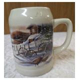 Terry Redland Collection:  2007 Miller Brewing  "Peaceful Evening" Collector Beer Stein 7" Tall.   Pheasant Coasters and  Tankard 5" Tall - "Peaceful Evening".