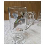 Five vintage glass coffee mugs featuring wildlife designs from the 60s-70s.  Often manufactured by Federal Glass Co.