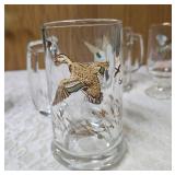 Five vintage glass coffee mugs featuring wildlife designs from the 60s-70s.  Often manufactured by Federal Glass Co.