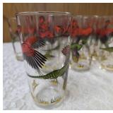 12 -Misc. Glass Sizes.  Glassware is likely produced by the Hazel-Atlas Glass Company and  features the "Pheasants" pattern, produced roughly 1950