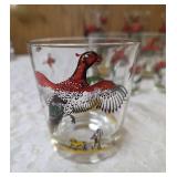 12 -Misc. Glass Sizes.  Glassware is likely produced by the Hazel-Atlas Glass Company and  features the "Pheasants" pattern, produced roughly 1950