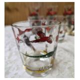 12 -Misc. Glass Sizes.  Glassware is likely produced by the Hazel-Atlas Glass Company and  features the "Pheasants" pattern, produced roughly 1950