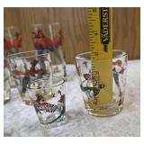 12 -Misc. Glass Sizes.  Glassware is likely produced by the Hazel-Atlas Glass Company and  features the "Pheasants" pattern, produced roughly 1950