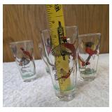 3 - Misc. Glass Sizes and 1 Ice Bowl.  Glassware is likely produced by the Hazel-Atlas Glass Company and features the "Pheasants" pattern, produced roughly 1950