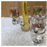 7 - Misc. Glass Sizes and Designs.  Glassware is likely produced by the Hazel-Atlas Glass Company and features the "Pheasants" pattern, produced roughly 1950