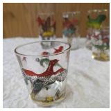 7 - Misc. Glass Sizes and Designs.  Glassware is likely produced by the Hazel-Atlas Glass Company and features the "Pheasants" pattern, produced roughly 1950