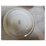 Complete -Place setting for fifteen, dinner plate,  salad plate, soup bowl, coffee plate. Set of "Homer Laughlin Golden Wheat" dinnerware, featuring 22k gold trim and a wheat stalk pattern.