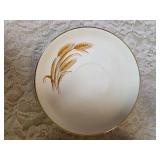 Complete -Place setting for fifteen, dinner plate,  salad plate, soup bowl, coffee plate. Set of "Homer Laughlin Golden Wheat" dinnerware, featuring 22k gold trim and a wheat stalk pattern.