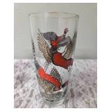 Hazel-Atlas Vintage Mid Century Glass Cocktail Shaker Drink Mixer and 6 Glasses set featuring the Pheasant Birds.