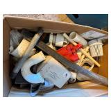 MISC BOX OF TUBES, DRAIN PIPING, DRAIN FITTINGS AND MORE.