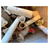 MISC BOX OF TUBES, DRAIN PIPING, DRAIN FITTINGS AND MORE.