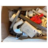 MISC BOX OF TUBES, DRAIN PIPING, DRAIN FITTINGS AND MORE.