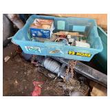 MISC PLUMBING, DOOR KNOBS AND SAW BLADES.