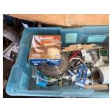 MISC PLUMBING, DOOR KNOBS AND SAW BLADES.
