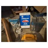 SANDING CLOTHS, SANDPAPER HOLDER, FUNNEL, FIBERGLASS RESIGN.