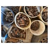 LARGE LOT OF IRON PIPE FITTINGS, GALVINSED PIPE FITTINGS.