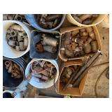 LARGE LOT OF IRON PIPE FITTINGS, GALVINSED PIPE FITTINGS.