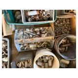 LARGE LOT OF IRON PIPE FITTINGS, GALVINSED PIPE FITTINGS.