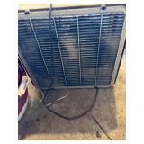 TOOL BUCKET, LEVEL AND VARIOUS TOOLS, FAN AND CORDLESS DRILL.