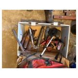 MILWAUKEE CORDLESS SAW, FLASHLIGHT, FALRING TOOLS, GREASE GUN, MEASURING WHEEL