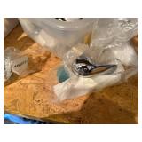 CHROME DRAIN FLANGES, SHOWER HANDLES.