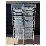 MSRP $3,000 Technibilt SmartCell HD Storage Cart - 19 White Polycoated Baskets w/Removable Inserts, Smooth Height Adjustable Metal Glide Track System, 6ft Mobile Unit, High Density Storage Organizer f