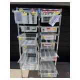 MSRP $3,000 Technibilt SmartCell HD Storage Cart - 14 White Polycoated Baskets w/Removable Inserts, Smooth Height Adjustable Metal Glide Track System, 6ft Mobile Unit, High Density Storage Organizer f
