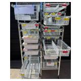 MSRP $3,000 Technibilt SmartCell HD Storage Cart - 17 White Polycoated Baskets w/Removable Inserts, Smooth Height Adjustable Metal Glide Track System, 6ft Mobile Unit, High Density Storage Organizer f