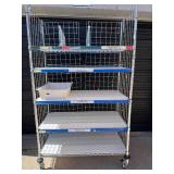 MSRP $2,500 – Metro Enclosed Wire Storage Cart, 5 Adjustable Shelves, Locking Casters w/ Bumpers, 78in Mobile Unit, Heavy Duty Steel Organizer for Warehouse Shop Garage Inventory Storage - Like New