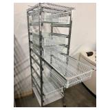 MSRP $1,800 Technibilt SmartCell HD Storage Cart - 5 White Polycoated Baskets w/Removable Inserts, Smooth Height Adjustable Metal Glide Track System, 6ft Mobile Unit, High Density Storage Organizer fo