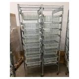 MSRP $3,000 Technibilt SmartCell HD Storage Cart - 16 White Polycoated Baskets w/Removable Inserts, Smooth Height Adjustable Metal Glide Track System, 6ft Mobile Unit, High Density Storage Organizer f