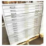 MSRP $12,000 – (3) Mayline / Safco Flat File Storage System, 15 Drawer Oversize Blueprint Map Cabinet Set, Heavy Duty Steel Drafting Files, Smooth Glide Drawers, High Capacity Professional Storage f