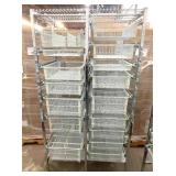 MSRP $3,000 Technibilt SmartCell HD Storage Cart - 16 White Polycoated Baskets w/Removable Inserts, Smooth Height Adjustable Metal Glide Track System, 6ft Mobile Unit, High Density Storage Organizer f