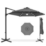 360 LED Rotating Cantilever Offset Patio Umbrella - 10ft, Gray