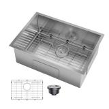 Garvee 27 x 19x10 inch Undermount Kitchen Sink 16 Gauge Stainless Steel Single Bowl Sink with Drain Grid Sink Bottom Grid Assembly Drain Cap Kitchen Towel Under Counter Sink for Remodel New Build