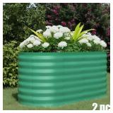 Garvee 2 Pcs 4' X 2' X 2' Galvanized Steel Raised Garden Beds, Outdoor Deep Planter Box Kit with Tool-Free Assembly, Rust-Resistant Green Coated Design for Vegetables, Flowers & Herbs