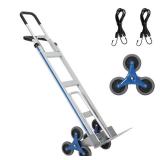 Garvee Aluminum Stair Climbing Cart 600 lbs Capacity Heavy-Duty Stair Climber Dual Handles TPR Wheels Extendable Base Plate Home & Warehouse Use