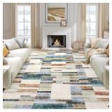 Garvee Large Living Room Rugs 8x10 Area Rugs Machine Washable Modern Geometric Neutral Rug Non Slip Low Pile Multi