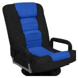 Gaming Floor Chair w/ 360-Degree Swivel, Armrest, Adjustable Backrest, Black/Blue